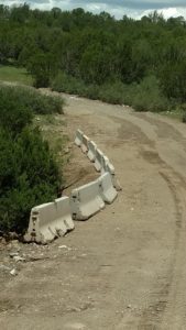 Roadwork in progress: work on Jersey barriers completed.