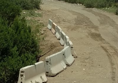 Roadwork in progress: work on Jersey barriers completed.