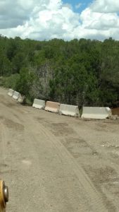 Roadwork in progress: work on Jersey barriers completed.