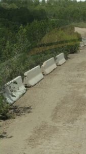 Roadwork in progress: work on Jersey barriers completed.